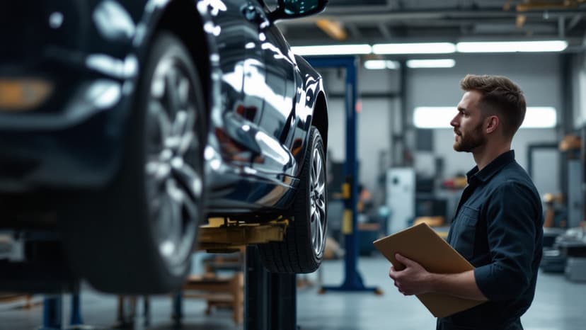 Mécanicien dans son garage automobile face à un client venu pour un devis d'entretien